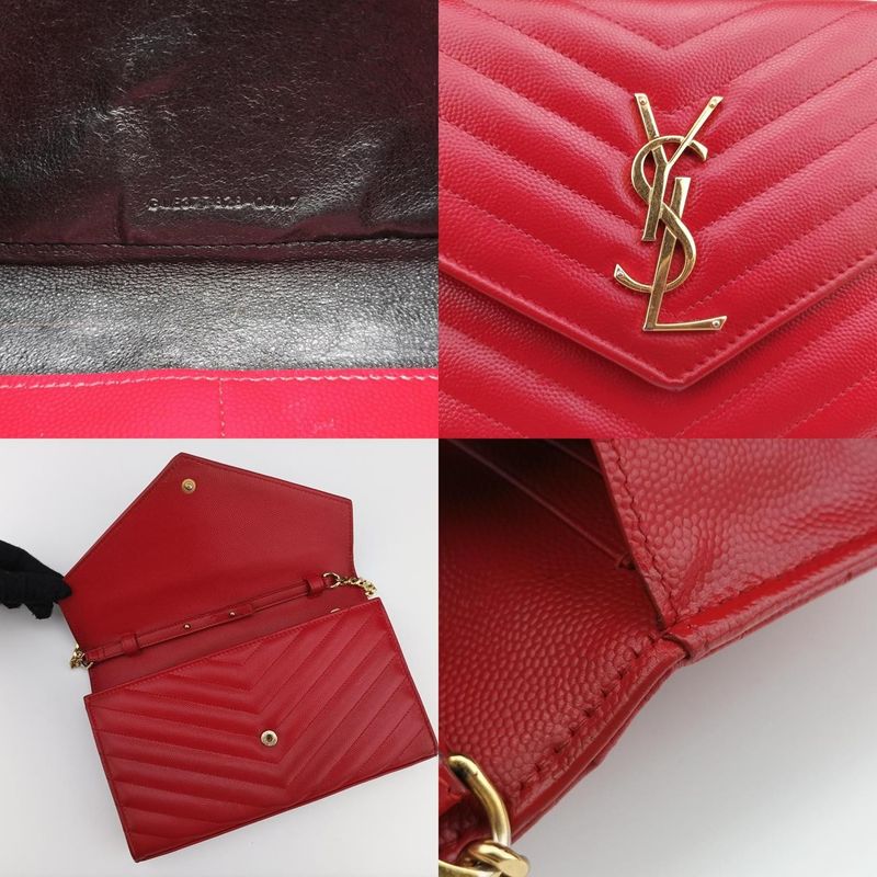 Yves Saint Laurentyves Saint Laurentmonogram Red Caviar Skin 377828 Gue377828041