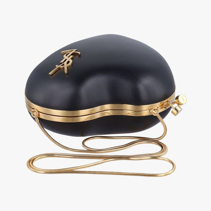 Yves Saint Laurentyves Saint Laurent Love Box Heart Shape Black Leather 466212