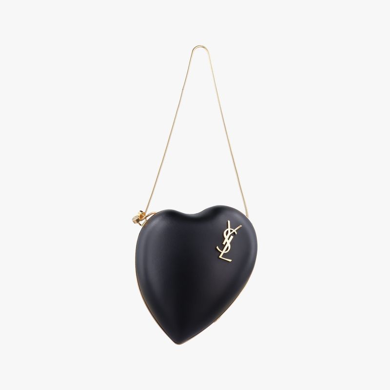 Yves Saint Laurentyves Saint Laurent Love Box Heart Shape Black Leather 466212