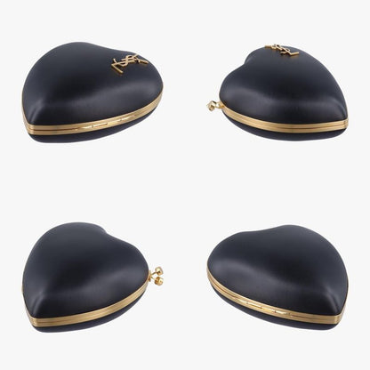Yves Saint Laurentyves Saint Laurent Love Box Heart Shape Black Leather 466212