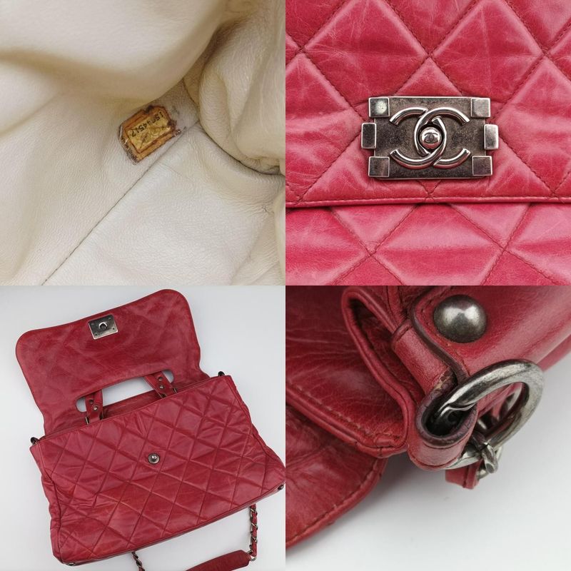 Chanel Quilted Boy Top Red Leather A6692015944517