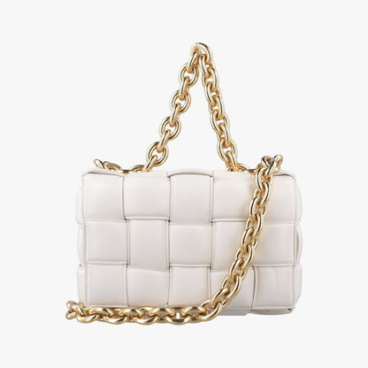 Bottega Veneta The Chain Cassette In White Lambskin B09341150o