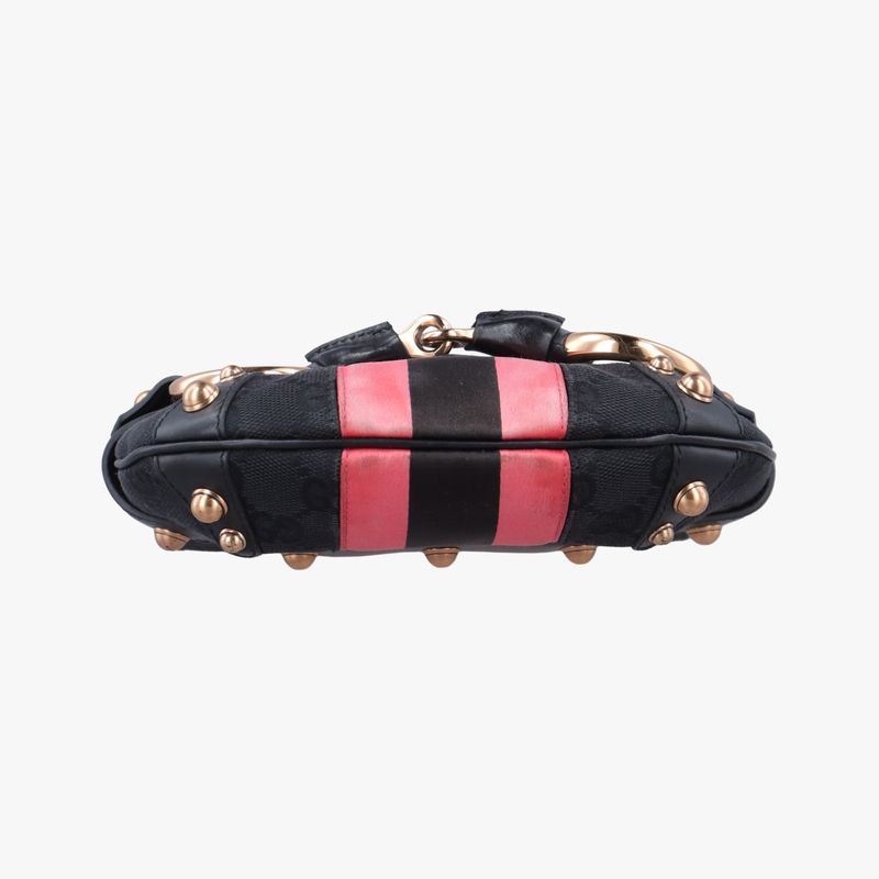 Gucci Horsebit Web Black And Pink Canvas 129498