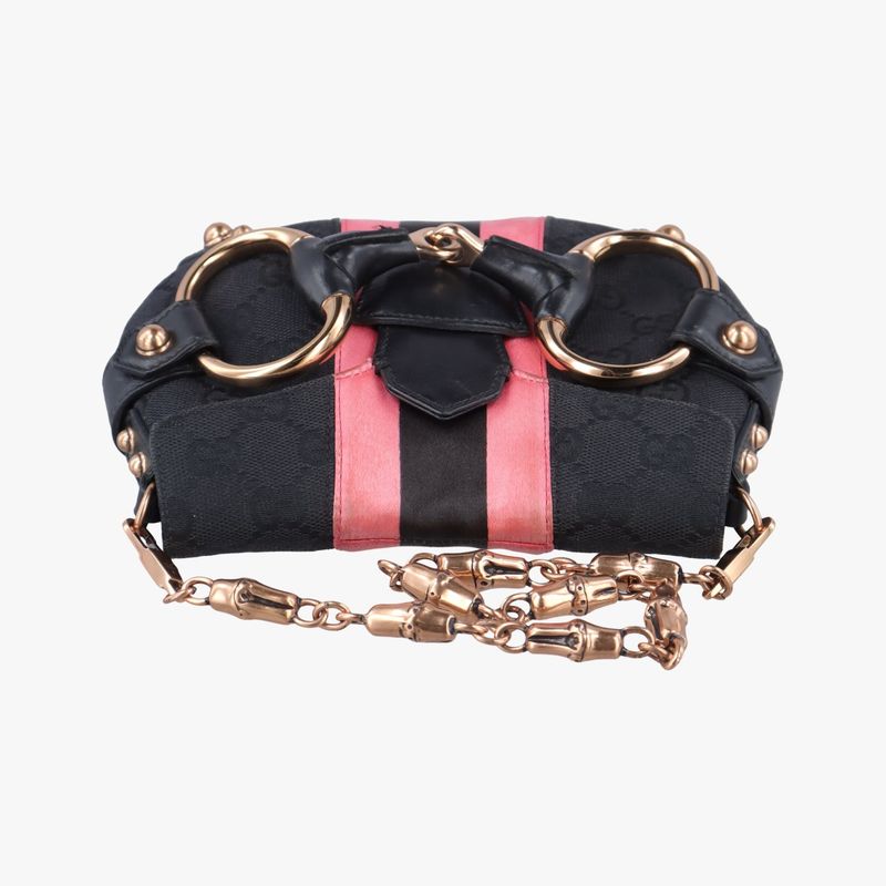 Gucci Horsebit Web Black And Pink Canvas 129498