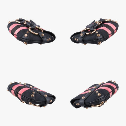 Gucci Horsebit Web Black And Pink Canvas 129498