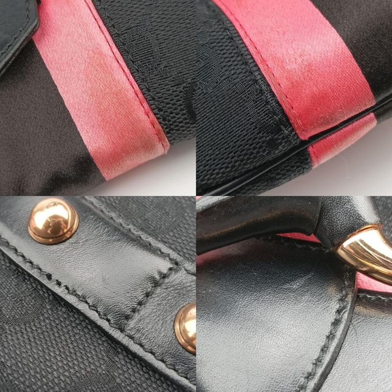 Gucci Horsebit Web Black And Pink Canvas 129498