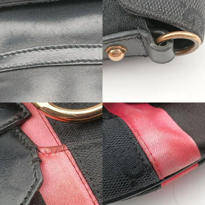 Gucci Horsebit Web Black And Pink Canvas 129498