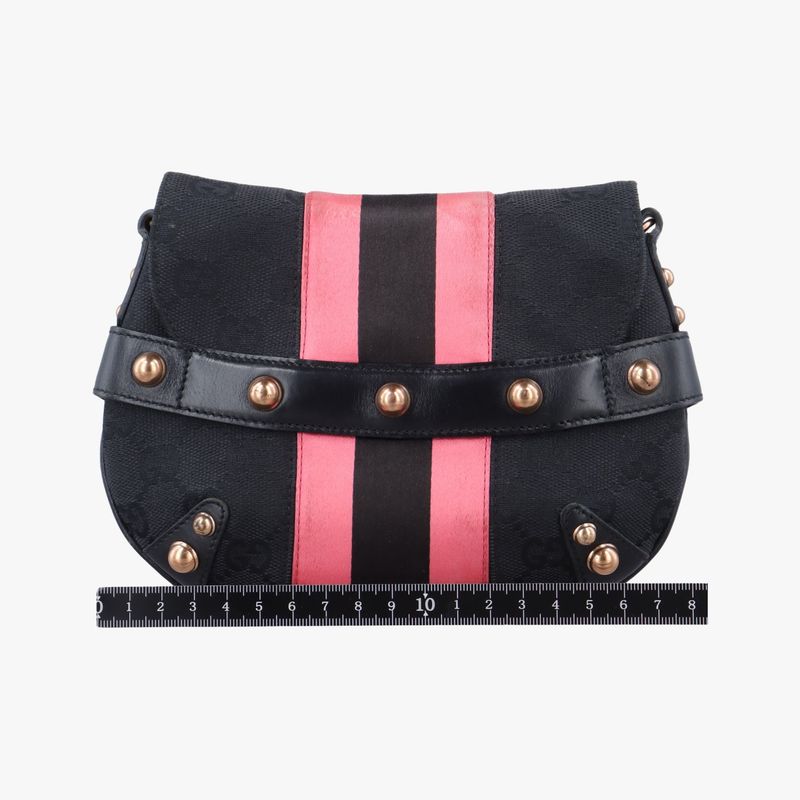 Gucci Horsebit Web Black And Pink Canvas 129498