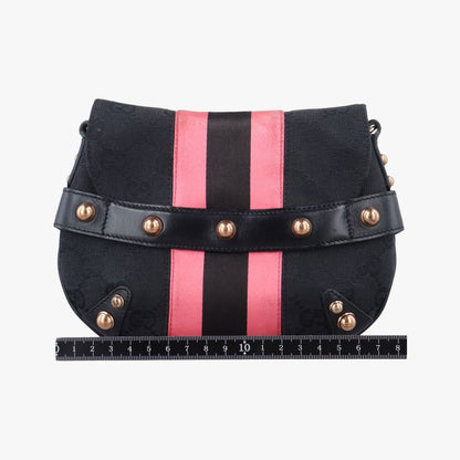 Gucci Horsebit Web Black And Pink Canvas 129498
