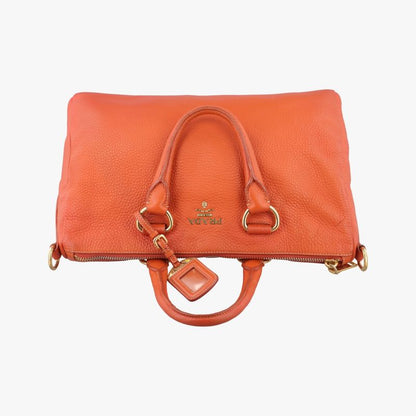 Prada Top Handle Bauletto Bag Orange Leather Bl0778 194