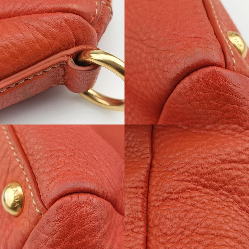 Prada Top Handle Bauletto Bag Orange Leather Bl0778 194