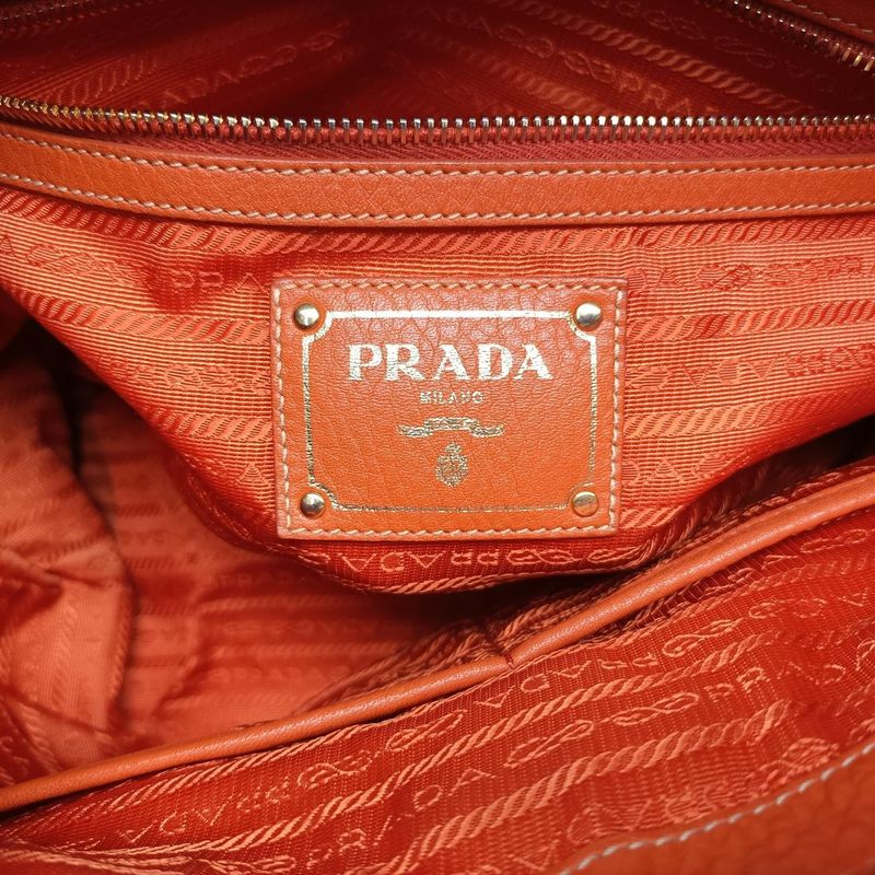 Prada Top Handle Bauletto Bag Orange Leather Bl0778 194