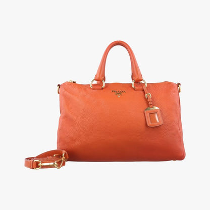 Prada Top Handle Bauletto Bag Orange Leather Bl0778 194