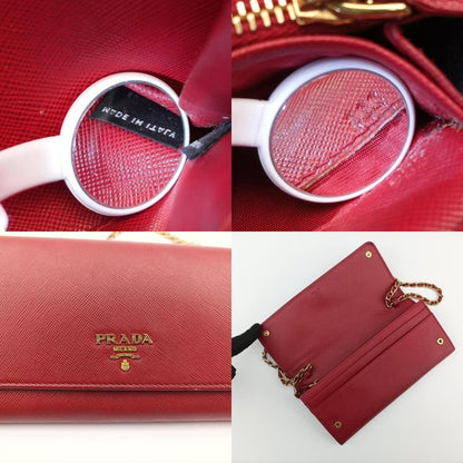Prada Metal Wallet On Chain Cornflower Clutch Red Saffianoleather 1mt290 224
