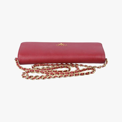 Prada Metal Wallet On Chain Cornflower Clutch Red Saffianoleather 1mt290 224