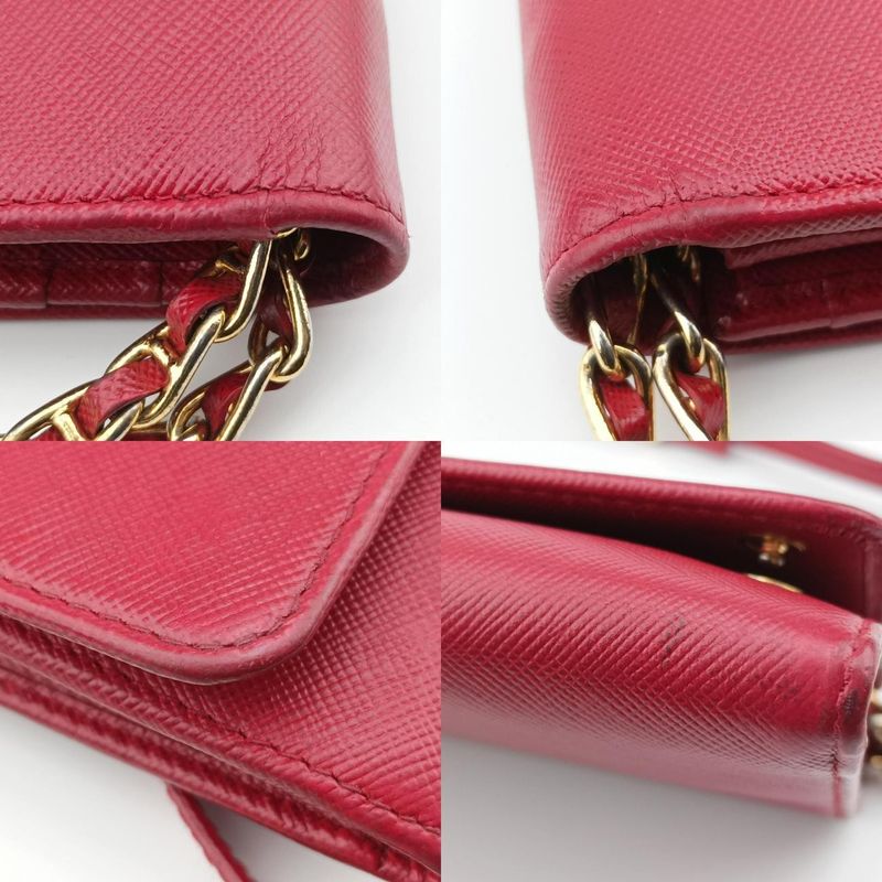 Prada Metal Wallet On Chain Cornflower Clutch Red Saffianoleather 1mt290 224