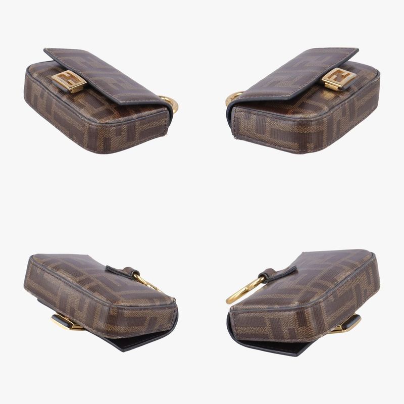 Fendi Nano Baguette Charm Brown PVC Coated Canvas 7ar844 7ar844-a9yh-208-0189