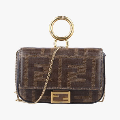 Fendi Nano Baguette Charm Brown PVC Coated Canvas 7ar844 7ar844-a9yh-208-0189