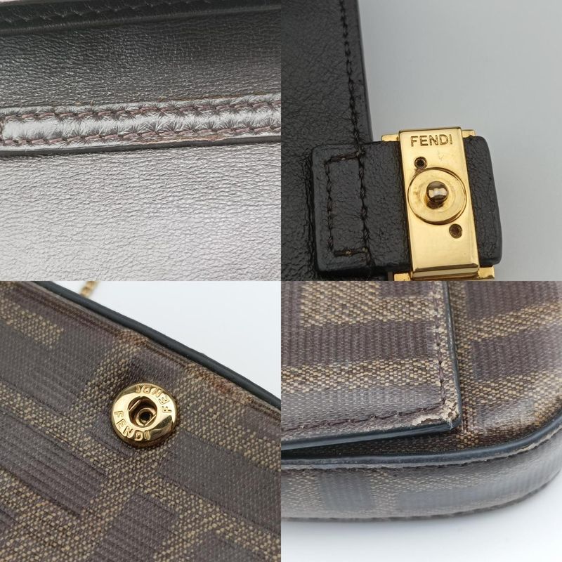 Fendi Nano Baguette Charm Brown PVC Coated Canvas 7ar844 7ar844-a9yh-208-0189