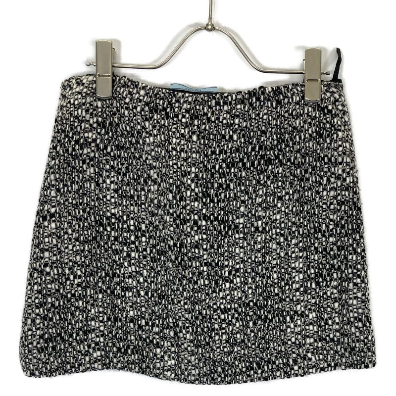 Prada Black And White Tweed Mini Skirt 38