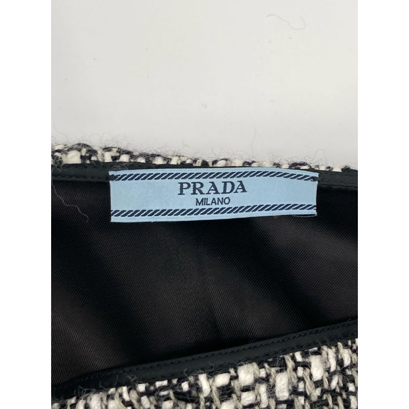 Prada Black And White Tweed Mini Skirt 38