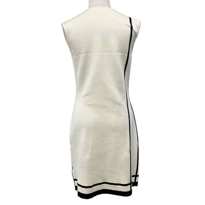 Hermes Dress Silk Cotton Ivory Navy Sleeveless