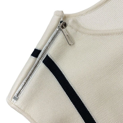Hermes Dress Silk Cotton Ivory Navy Sleeveless