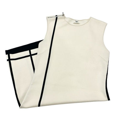 Hermes Dress Silk Cotton Ivory Navy Sleeveless