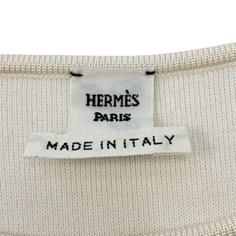 Hermes Dress Silk Cotton Ivory Navy Sleeveless