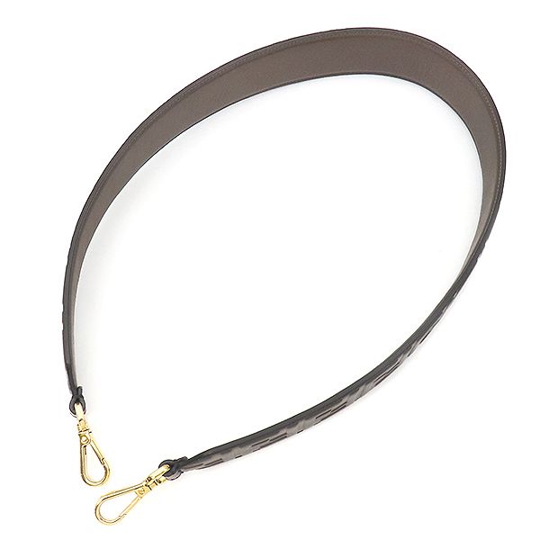 Fendi Shoulder Strap You Leather Brown and Black Gold Hardware Zucca Pattern