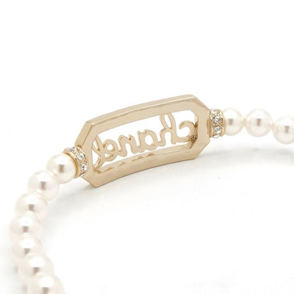 Chanel Necklace Choker Gold Coco Mark Logo Pearl Rhinestone