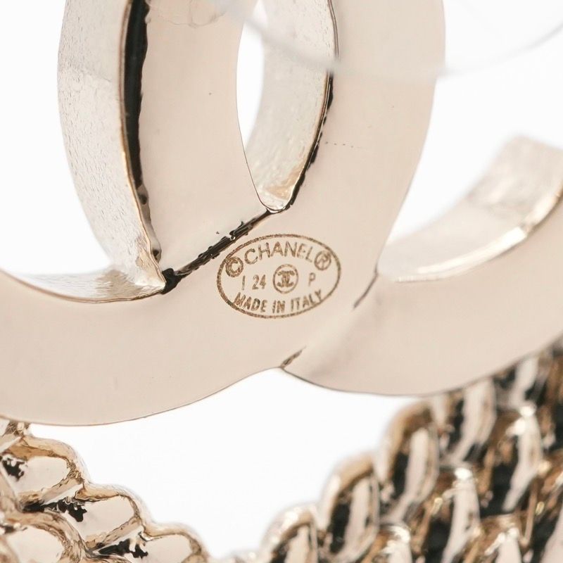 Chanel Earrings Earring Gold Coco Mark Heart Rhinestone