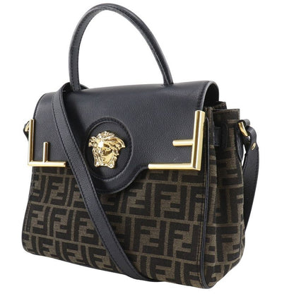 Fendi La Medusa Zucca X Versace Fendace 2WAY Shoulder Nylon Canvas X Leather
