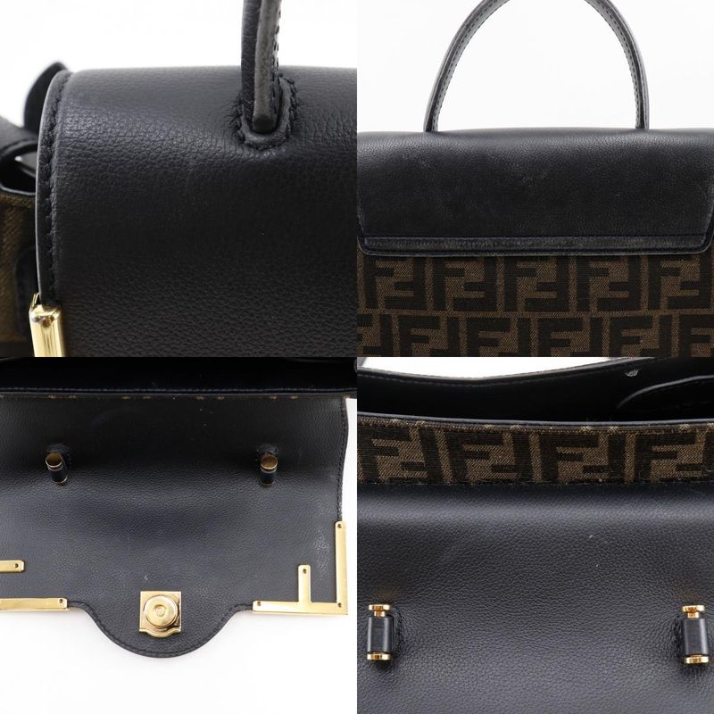 Fendi La Medusa Zucca X Versace Fendace 2WAY Shoulder Nylon Canvas X Leather
