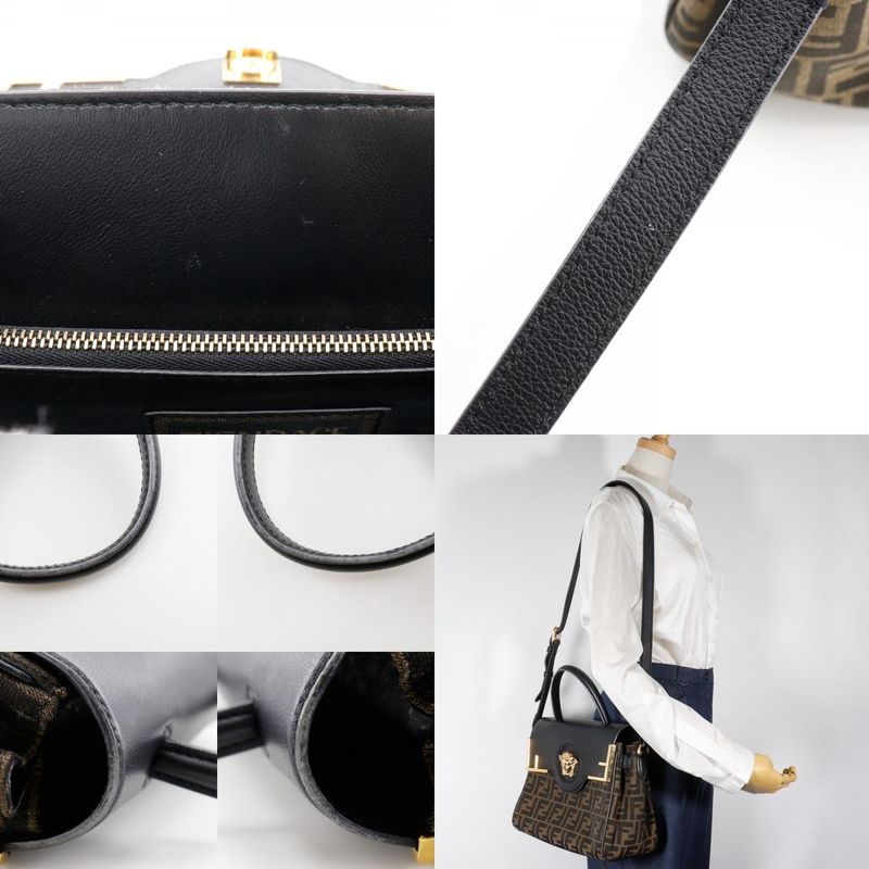 Fendi La Medusa Zucca X Versace Fendace 2WAY Shoulder Nylon Canvas X Leather