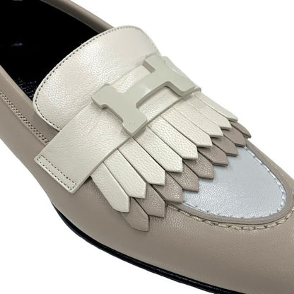 Hermes Royal Loafer Leather Shoes Leather Brown Beige Unused Moccasins Flat