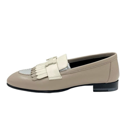 Hermes Royal Loafer Leather Shoes Leather Brown Beige Unused Moccasins Flat