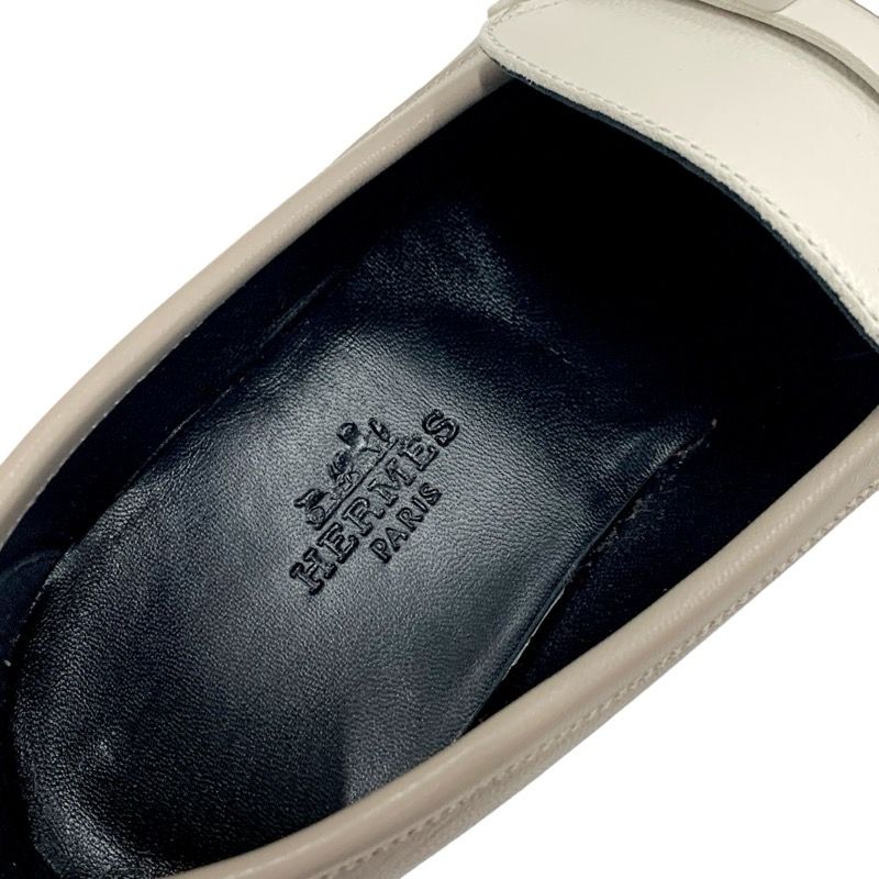 Hermes Royal Loafer Leather Shoes Leather Brown Beige Unused Moccasins Flat