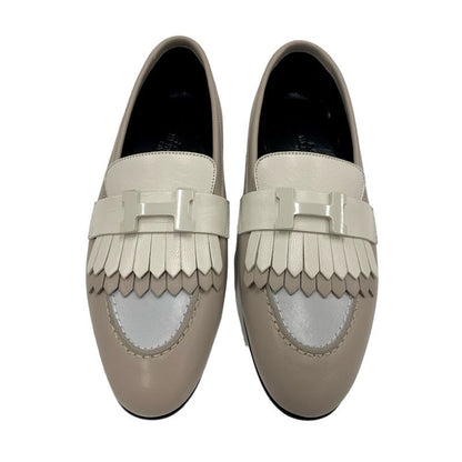 Hermes Royal Loafer Leather Shoes Leather Brown Beige Unused Moccasins Flat