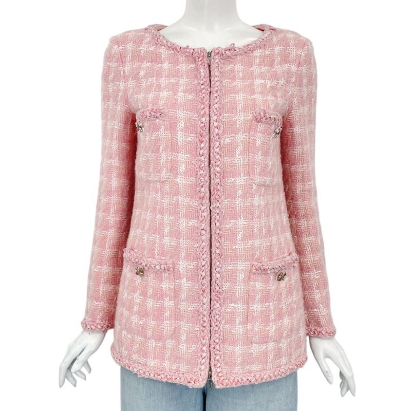Chanel 2014 Jacket Tweed Gripore Wool Pink Worn By Lady Gaga