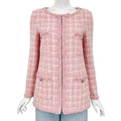 Chanel 2014 Jacket Tweed Gripore Wool Pink Worn By Lady Gaga