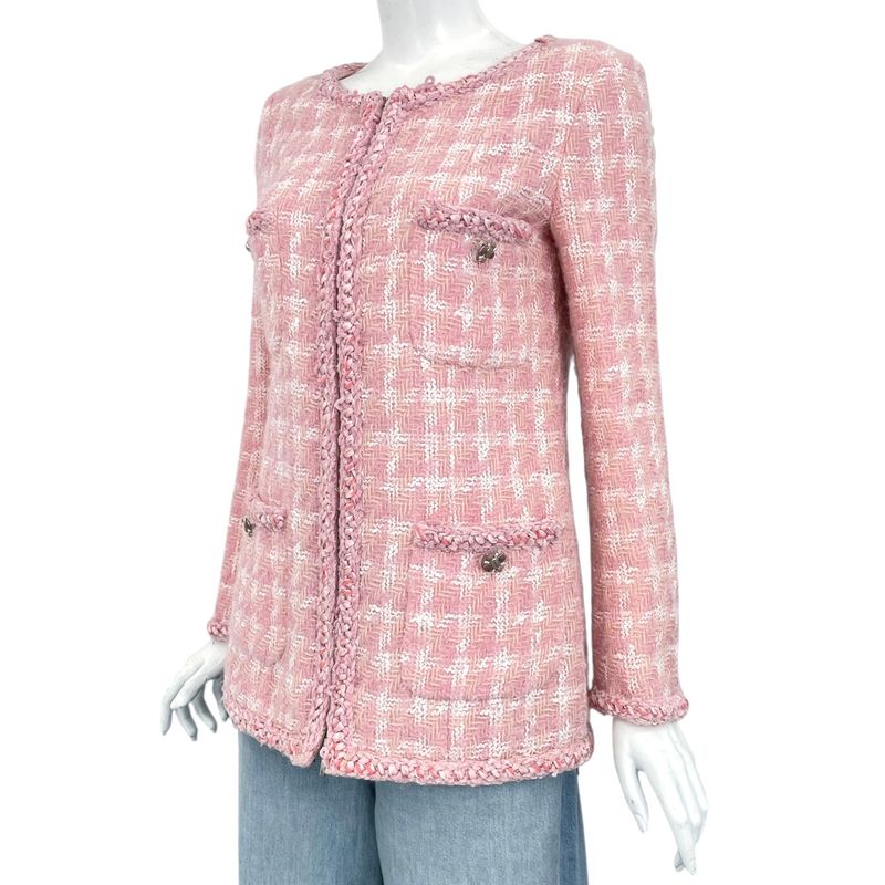 Chanel 2014 Jacket Tweed Gripore Wool Pink Worn By Lady Gaga