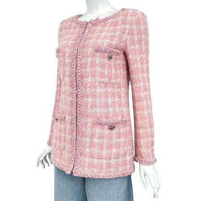 Chanel 2014 Jacket Tweed Gripore Wool Pink Worn By Lady Gaga