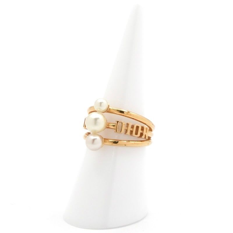 Christian Dior Ring Gold Logo Pearl