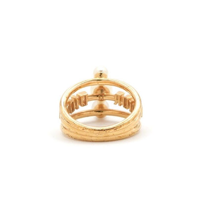 Christian Dior Ring Gold Logo Pearl