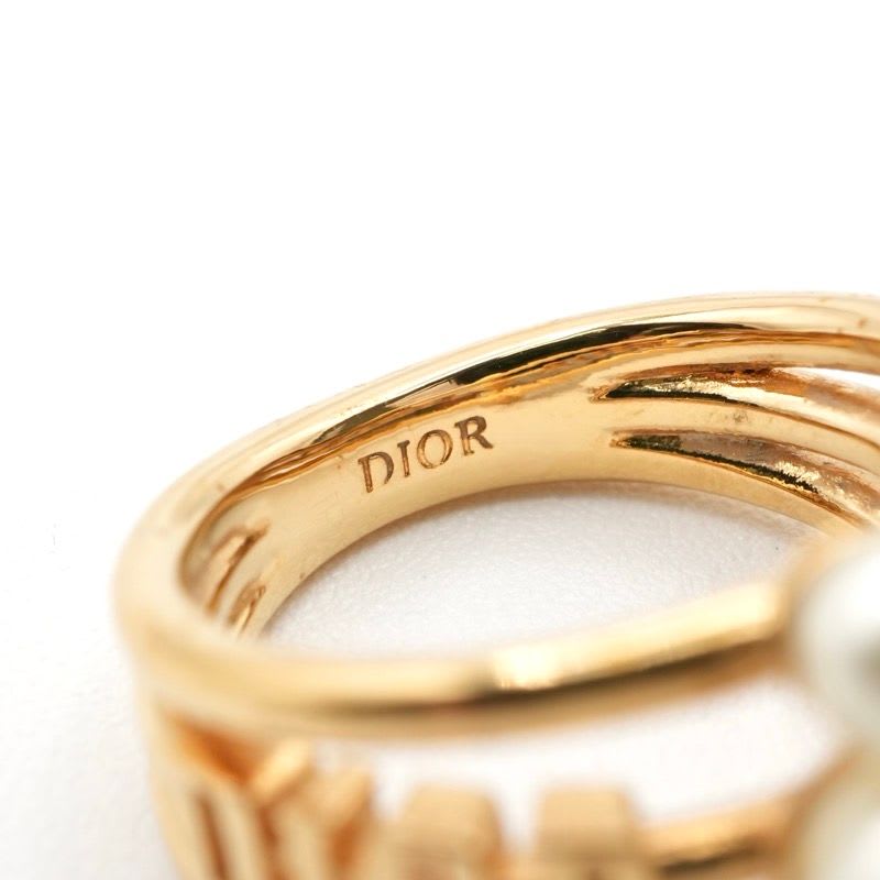Christian Dior Ring Gold Logo Pearl