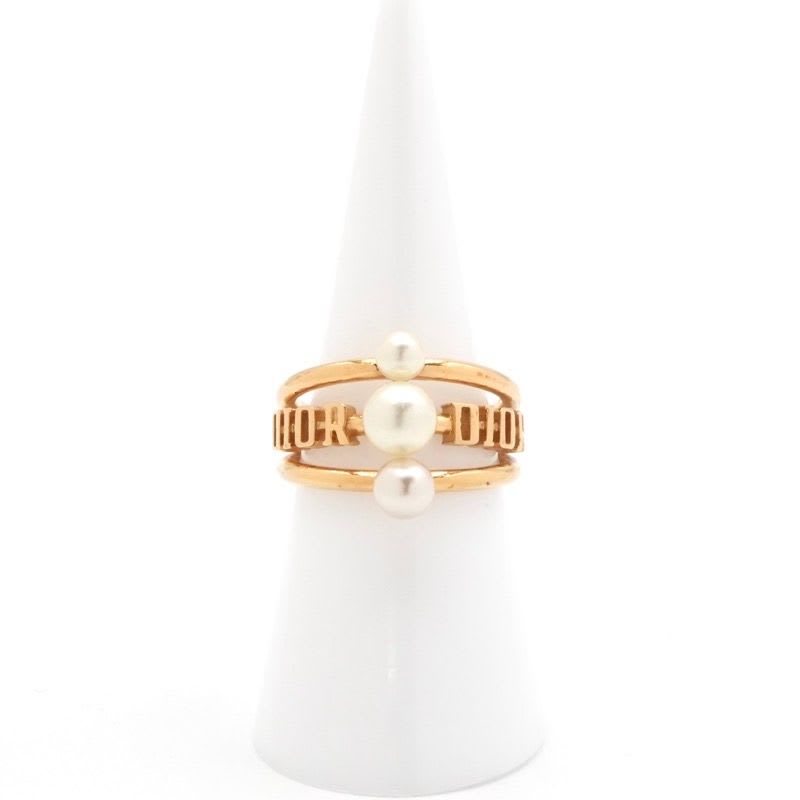 Christian Dior Ring Gold Logo Pearl