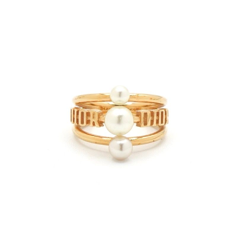 Christian Dior Ring Gold Logo Pearl