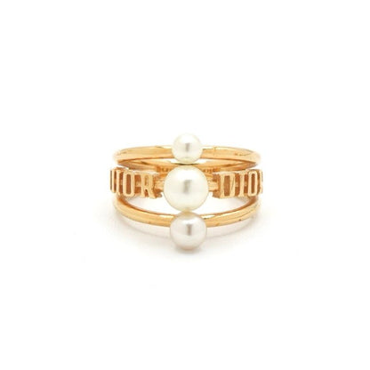 Christian Dior Ring Gold Logo Pearl
