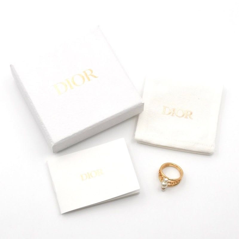 Christian Dior Ring Gold Logo Pearl